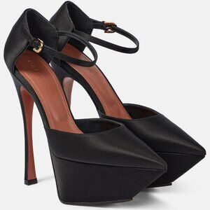 Yigit Pump Black Satin 39 EU 8.5 Amina Muaddi BRAND NEW in box dust bag RHoBH